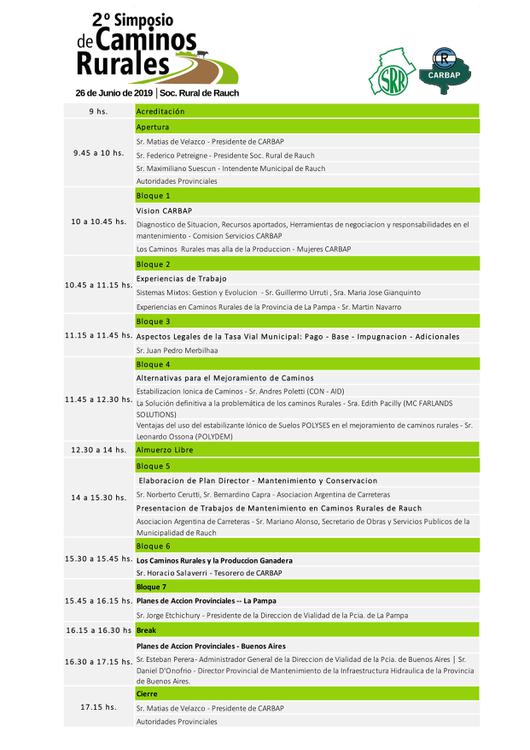 Programa Simposio Caminos Rurales